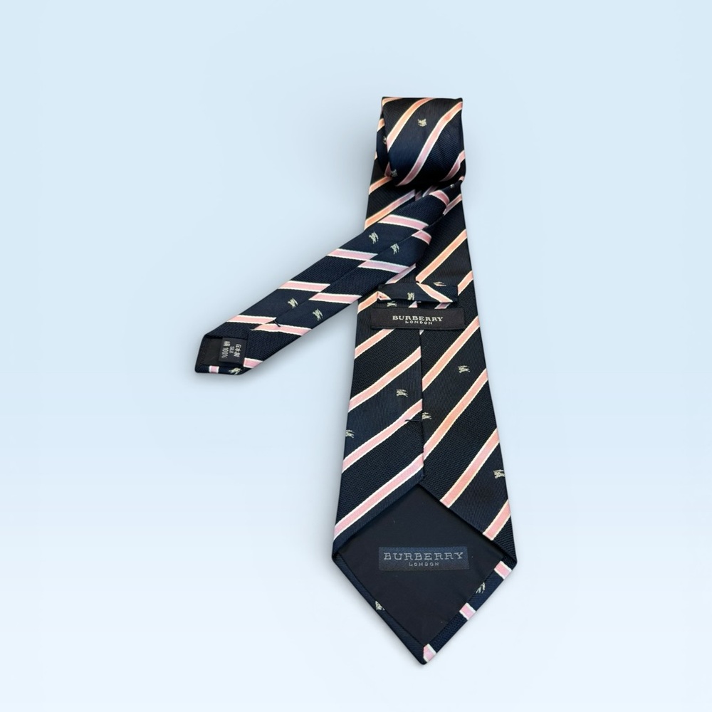 Burberry Navy and Pink Equestrian Tie - Picture 3 of 3